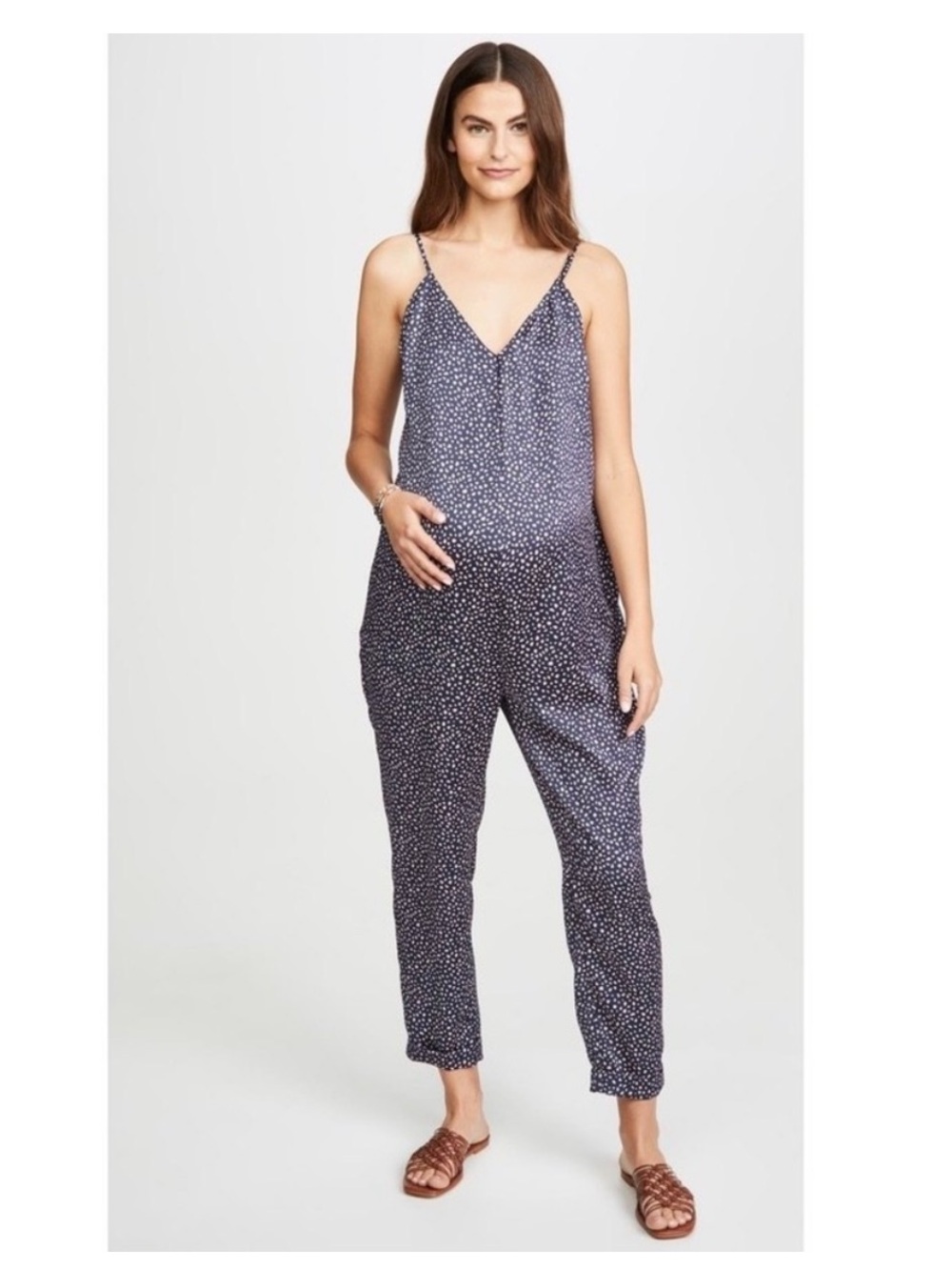 Hatch Collection Maternity Jumpsuit The Georgie  in Navy Cheetah 0